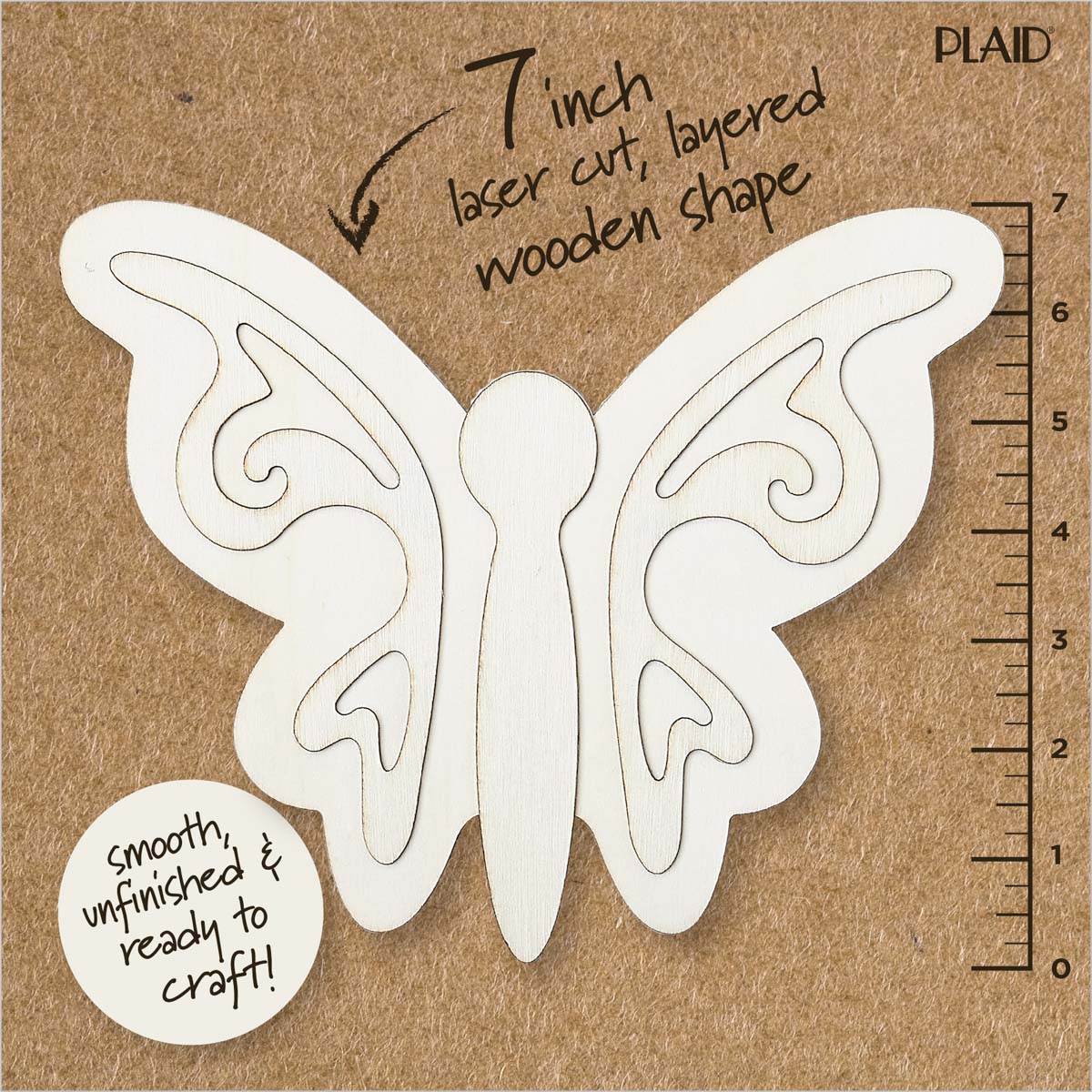 Plaid ® Wood Surfaces - Unfinished Layered Shapes - Butterfly - 63486