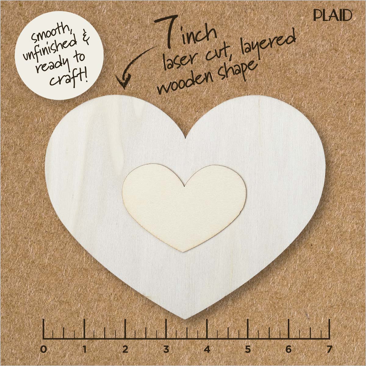Plaid ® Wood Surfaces - Unfinished Layered Shapes - Heart - 63485