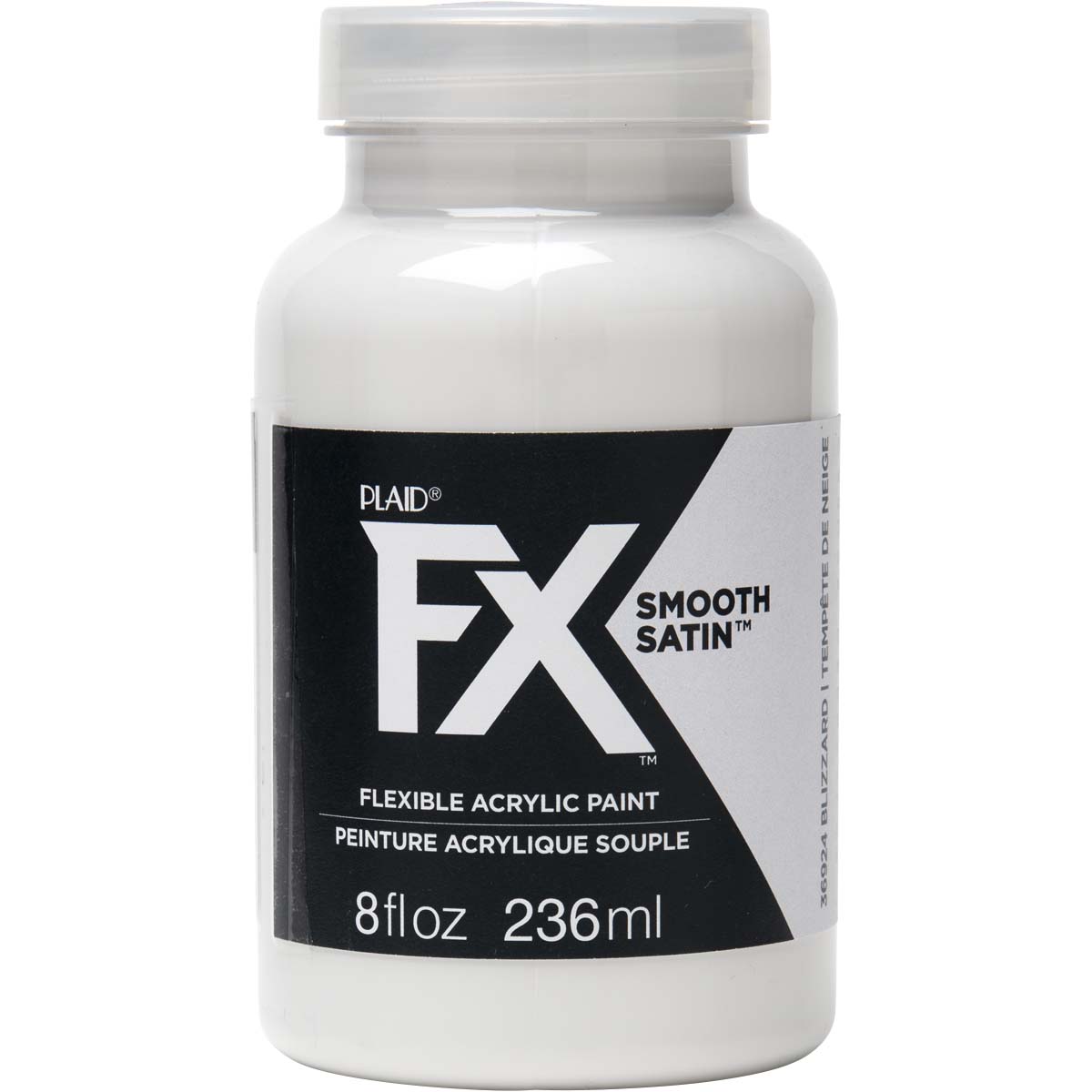 PlaidFX Smooth Satin Flexible Acrylic Paint - Blizzard, 8 oz. - 36924