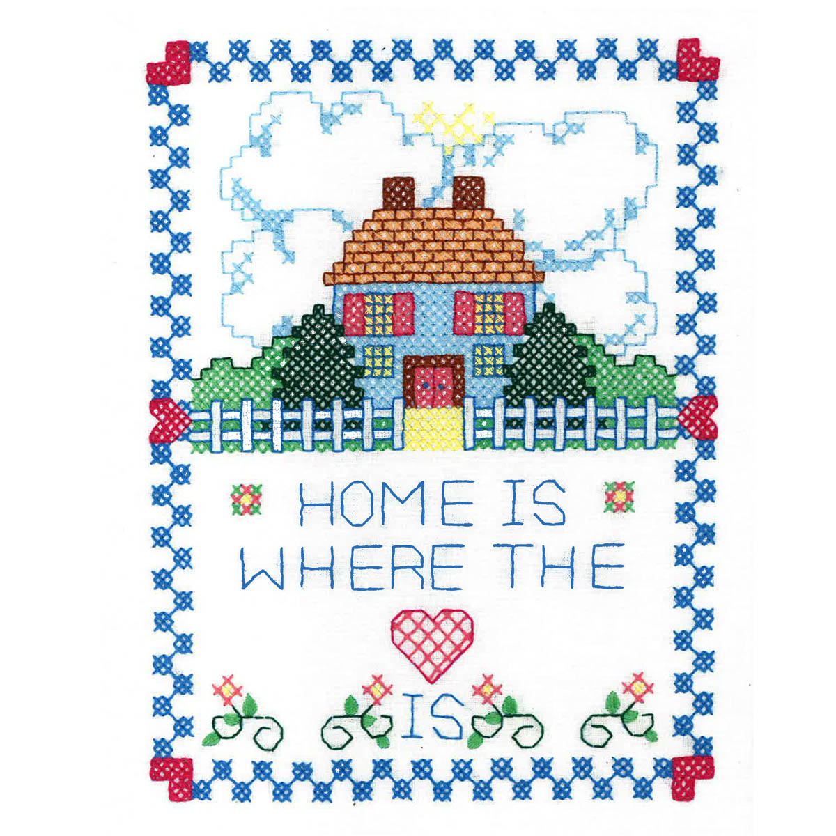 STAMPED X-STITCH - HOME IS WHERE THE HEART I