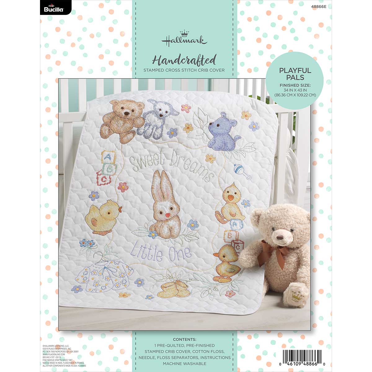 STAMPED X-STITCH - PLAYFUL PALS, CRIB COVER