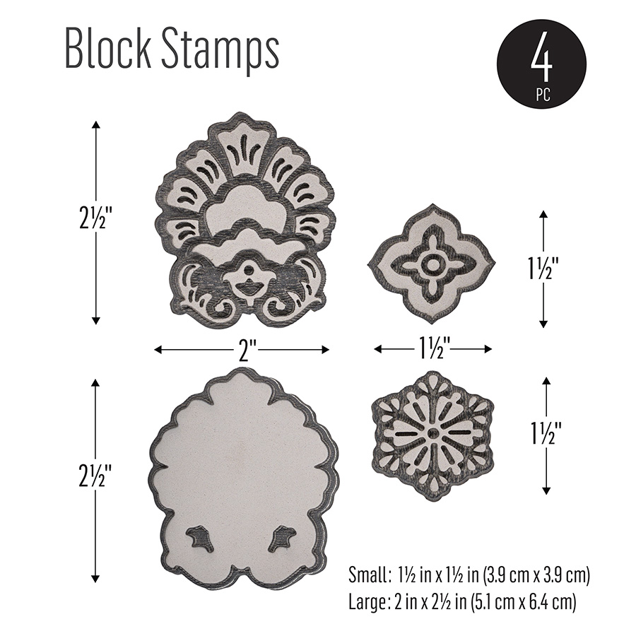 Folkart ® Floral - Block Stamp & Adhesive Stencil 5pc Set - 36569