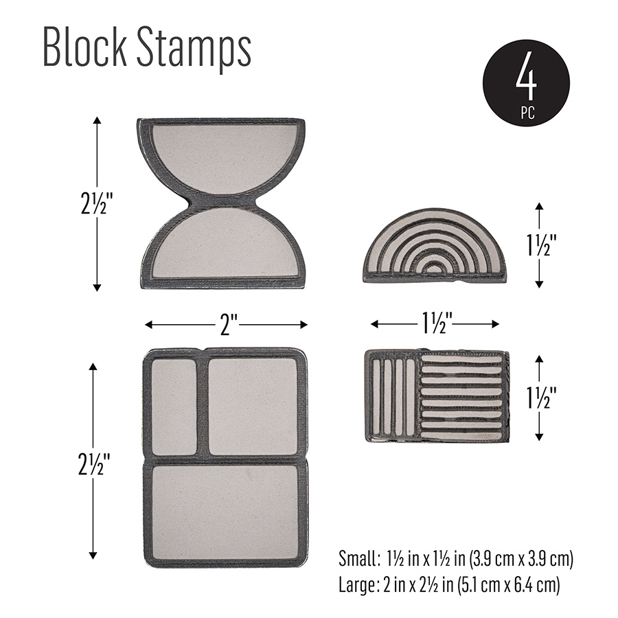 Folkart ® Modern Geometric - Block Stamp & Adhesive Stencil 5pc Set - 36566