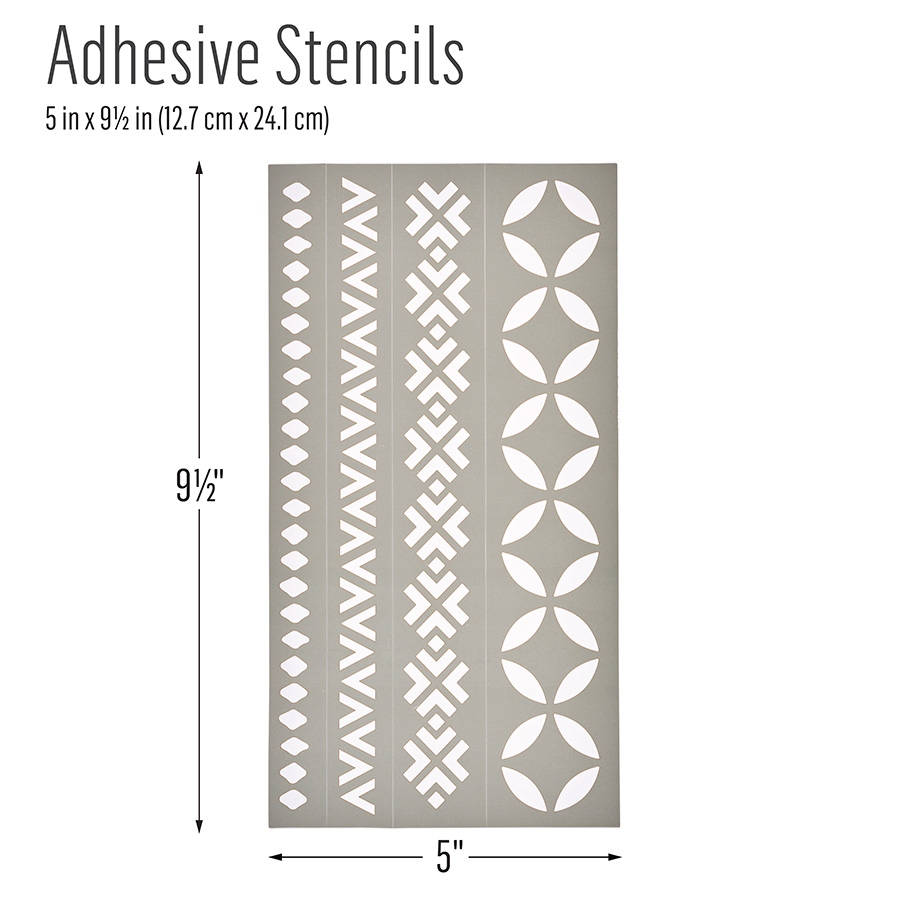Folkart ® Modern Geometric - Block Stamp & Adhesive Stencil 5pc Set - 36566