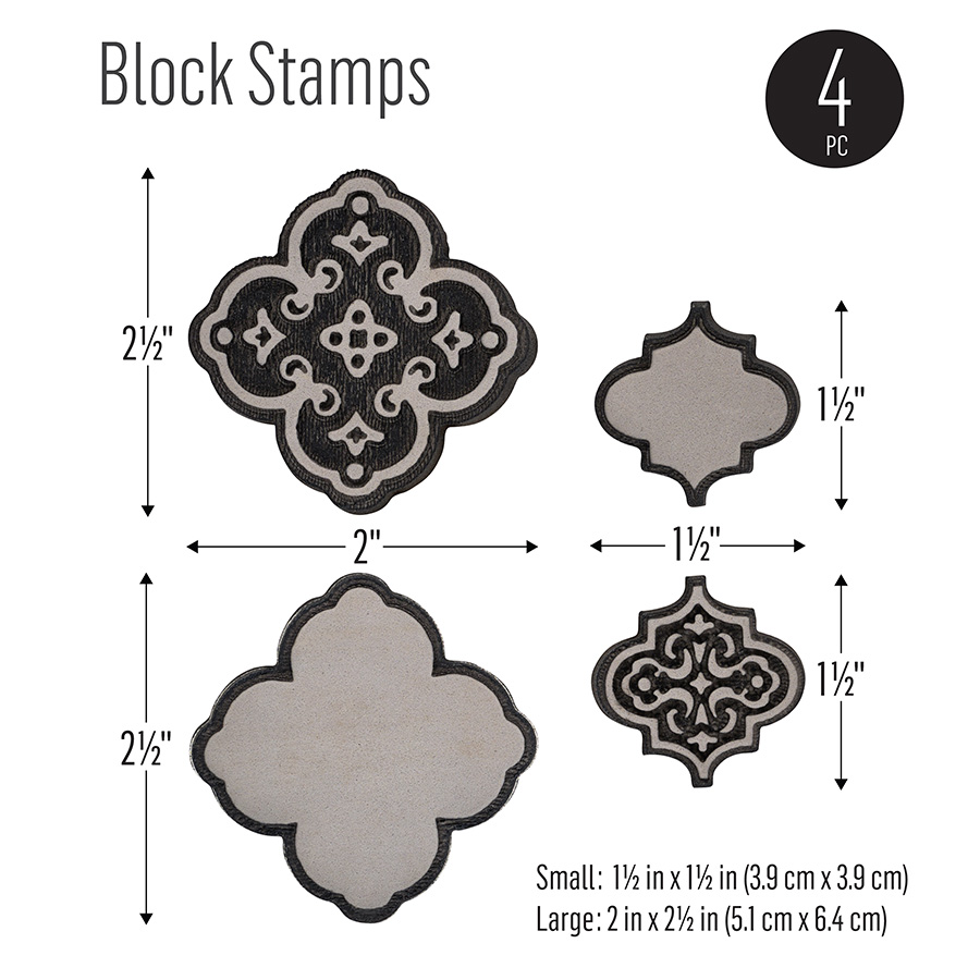 Folkart ® Ornate Damask - Block Stamp & Adhesive Stencil 5pc Set - 36565