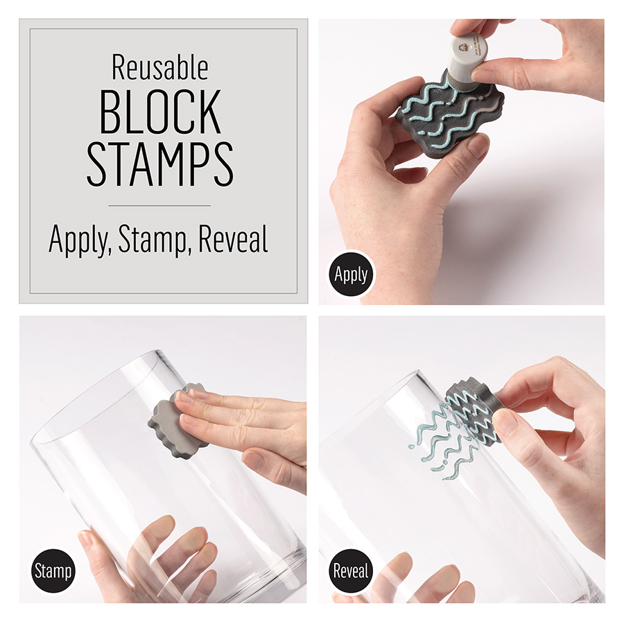 Folkart ® Stripe & Dots - Block Stamp & Adhesive Stencil 5pc Set - 36567