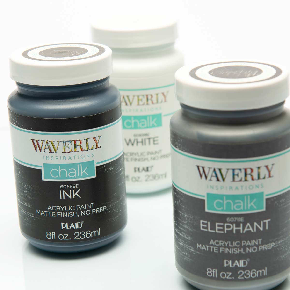 Waverly ® Inspirations Chalk Finish Acrylic Paint Set - White, Elephant, Ink, 3 pc. - 13405