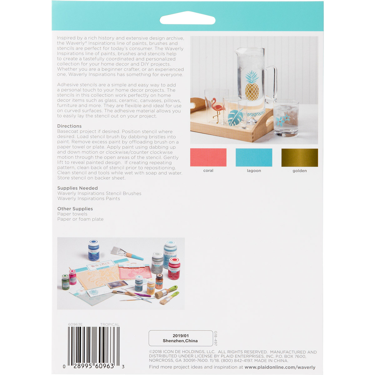 Waverly ® Inspirations Laser-cut Adhesive Stencils - Tropical, 6