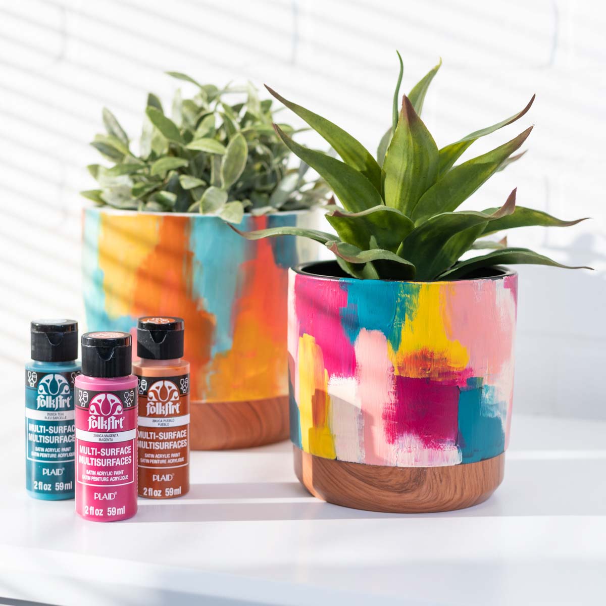 Abstract Painted Flower Pots 