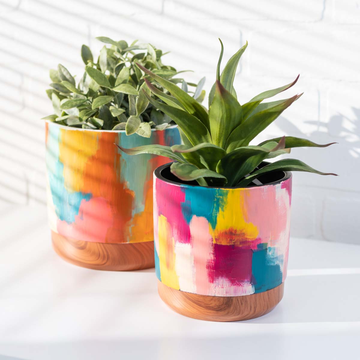 Abstract Painted Flower Pots 