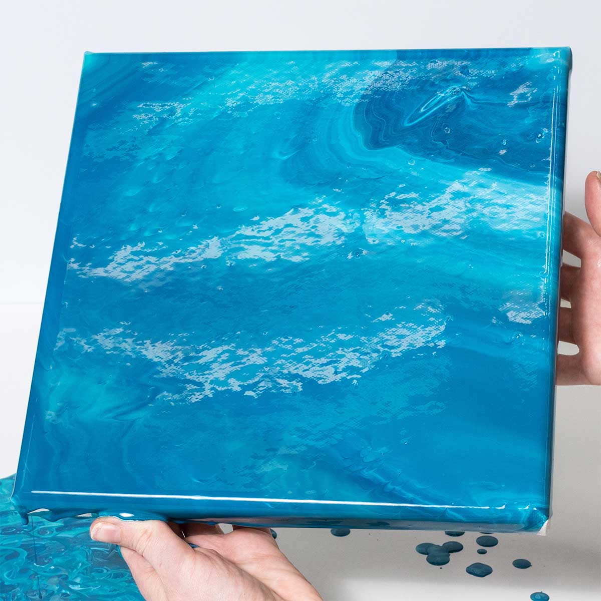 Blue Acrylic Pour on Canvas
