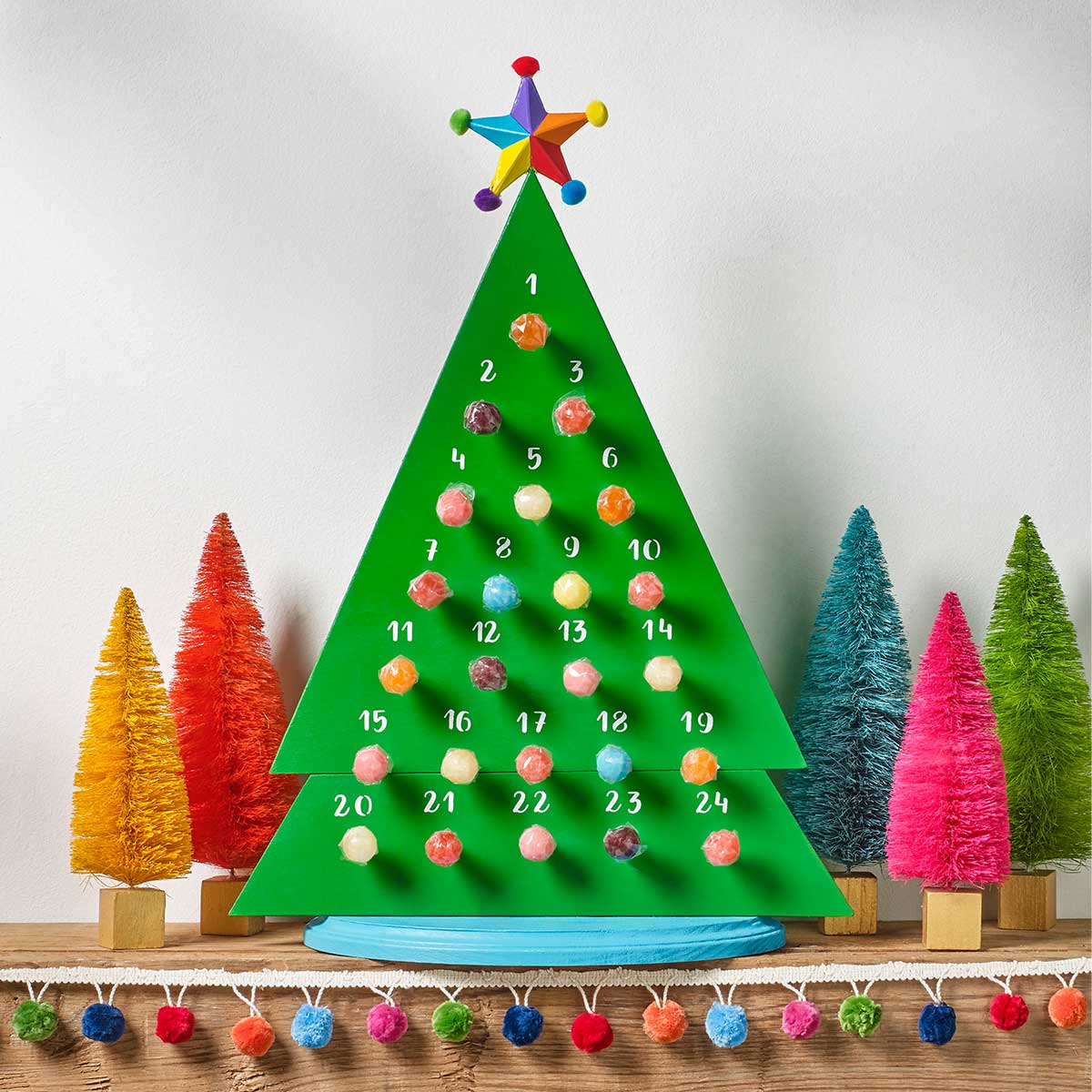 Bright Painted Christmas Tree Advent Calendar