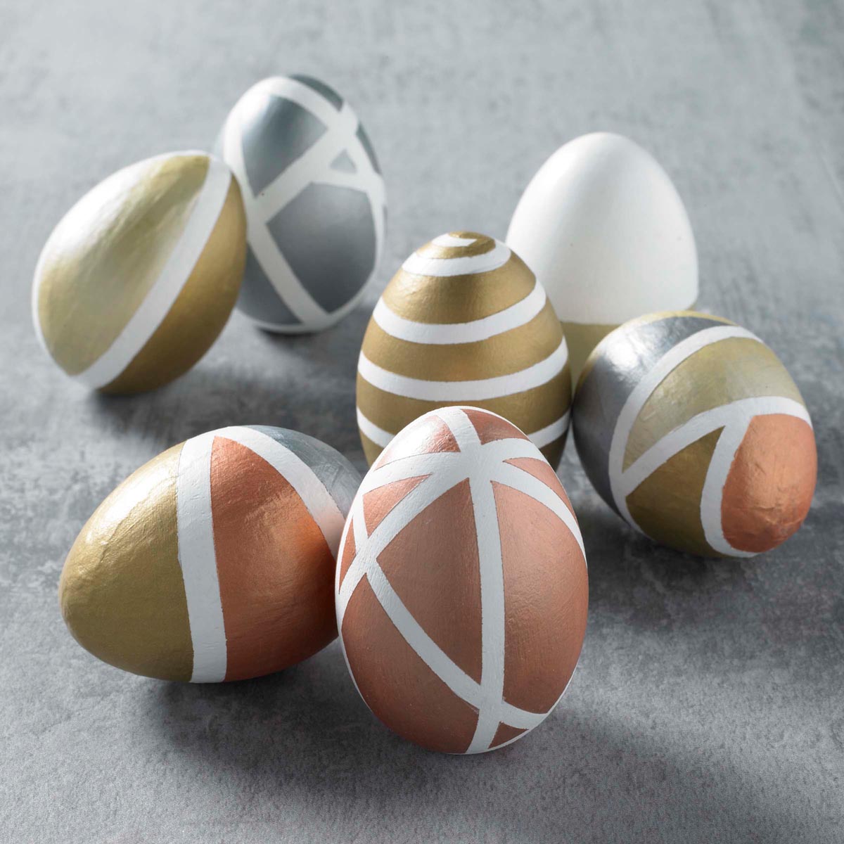 Brushed Metal Geometric Eggs