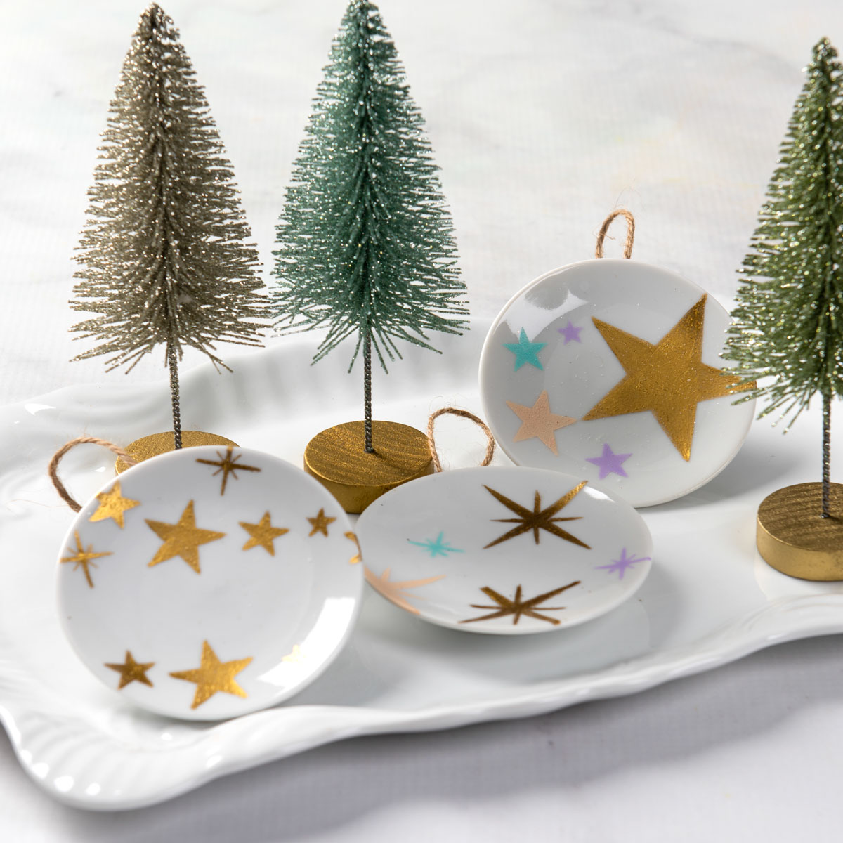 Painted Mini Ceramic Plate Ornaments
