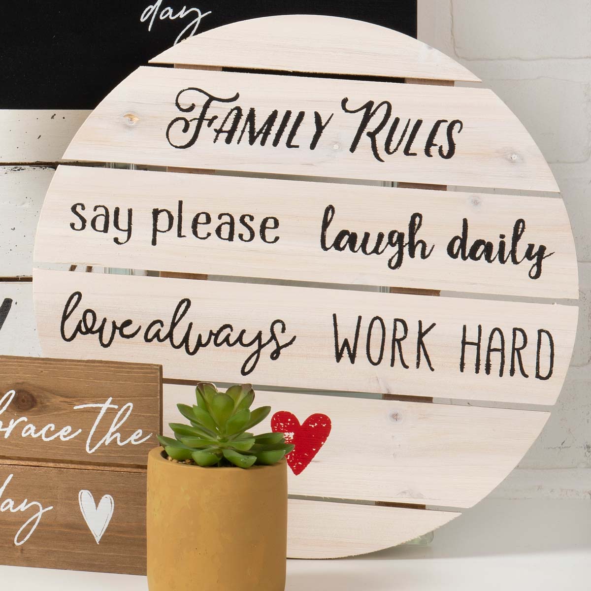 Family Rules Round Palette Sign
