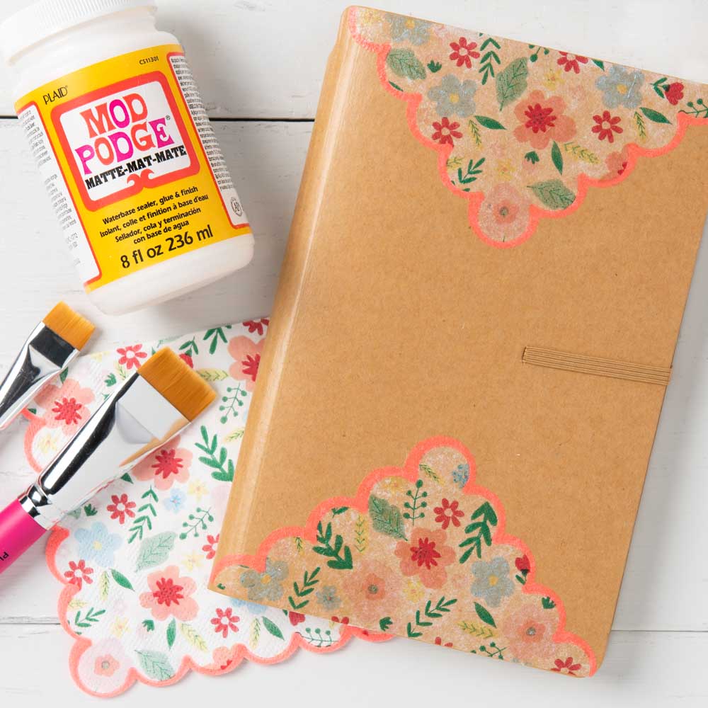 DIY Napkin Decoupage Idea - Decorated Notebook 