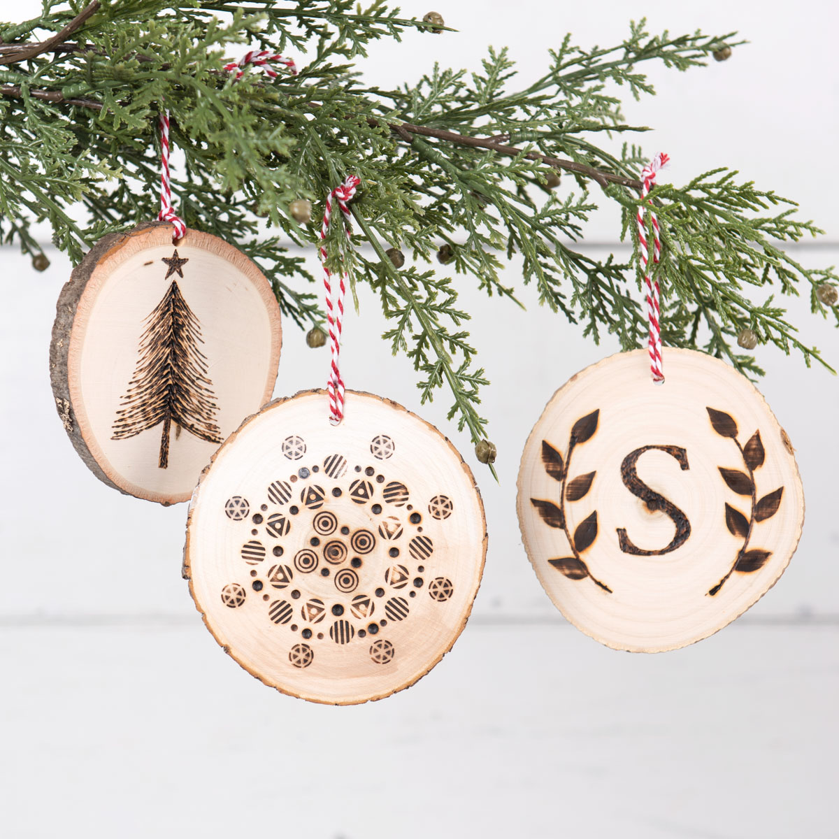 DIY Wood Burned Christmas Ornaments