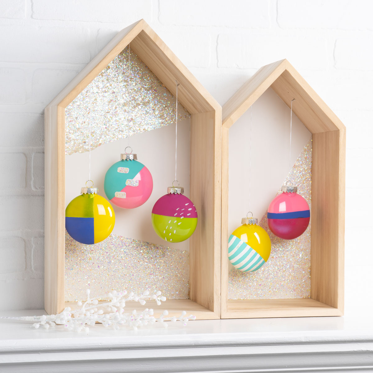 Delta Ornaments and Glitter Explosion Houses