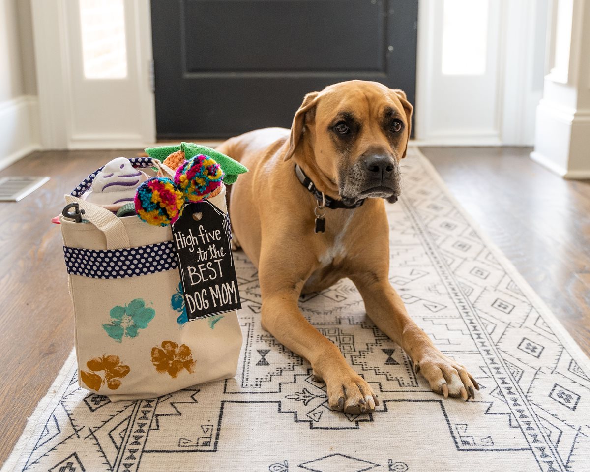 Dog Mom Tote Bag with Paw Prints