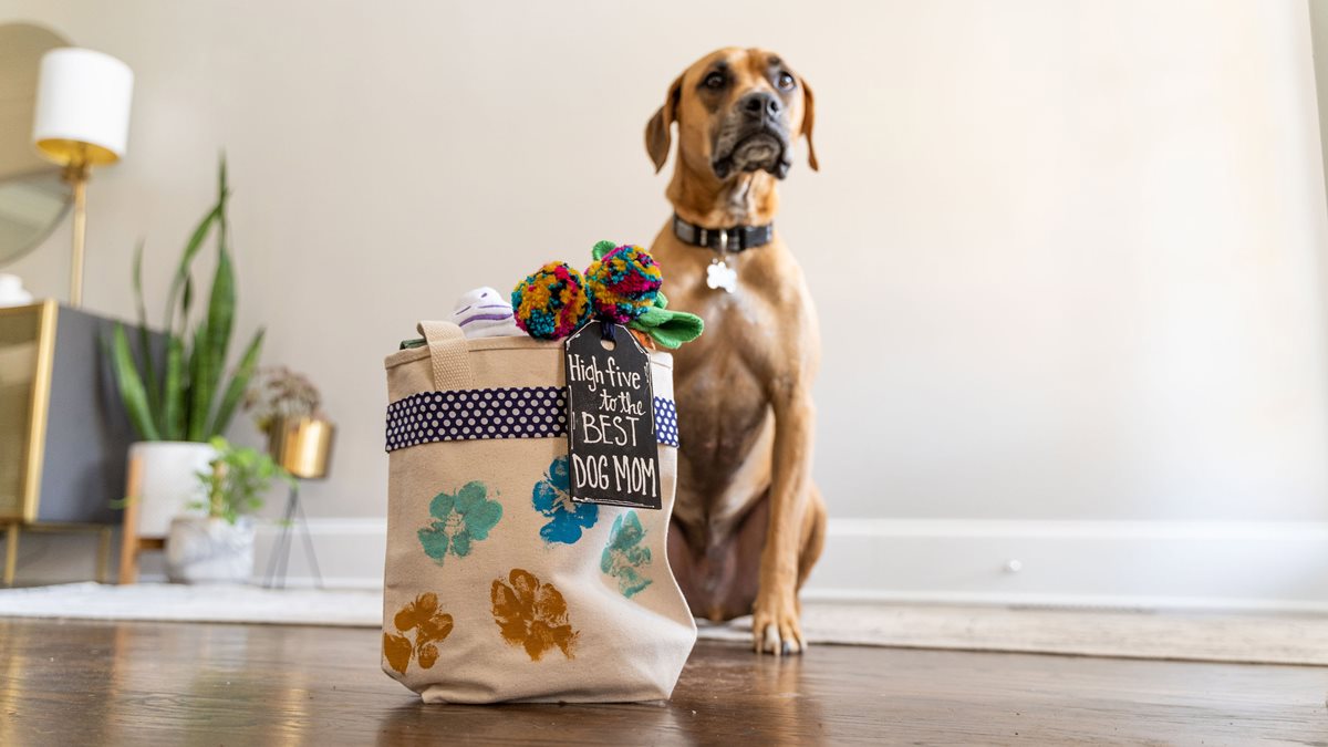Dog Mom Tote Bag with Paw Prints