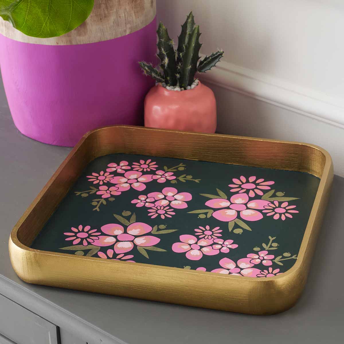 Floral Inspired Serving Tray and Vases