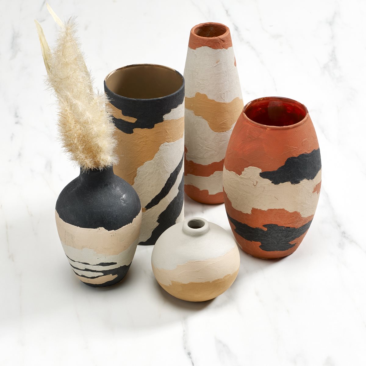FolkArt Terra Cotta Abstract Pattern Vases