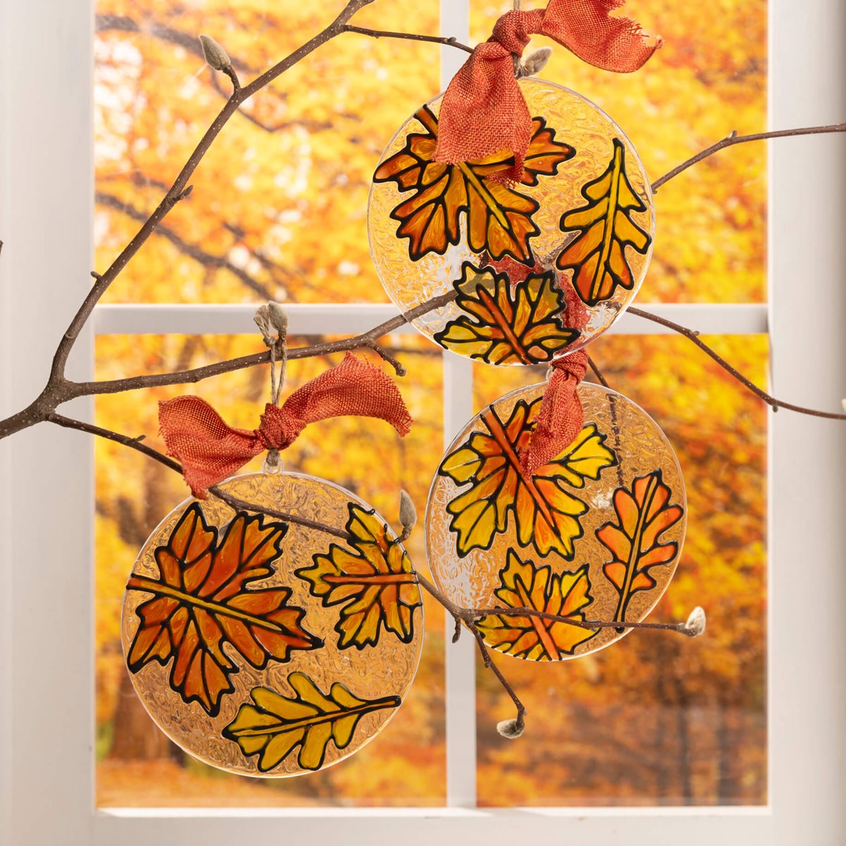 Gallery Glass Fall Leaf Ornaments