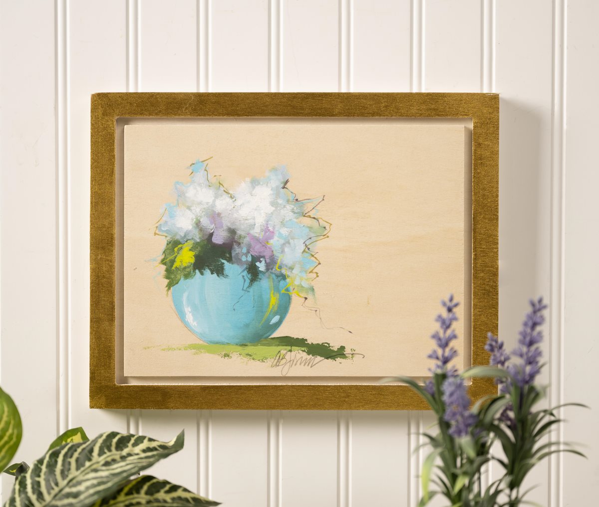 Hydrangeas in Turquoise Vase