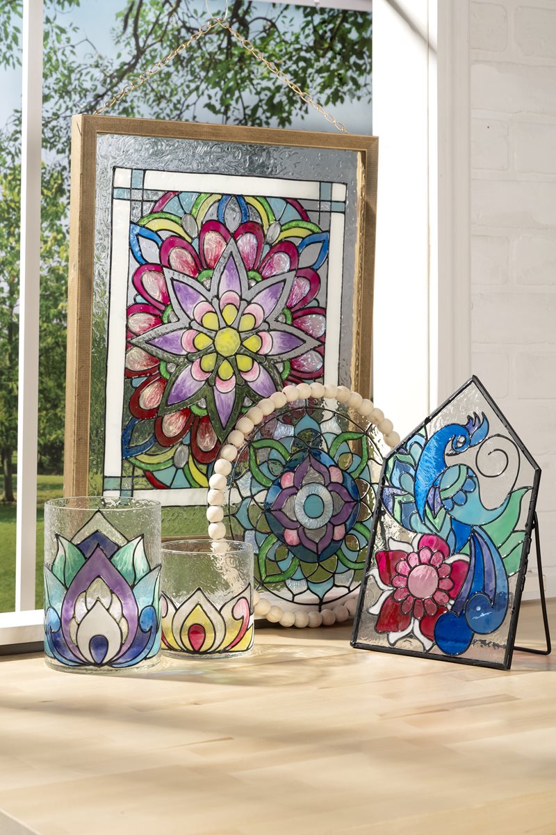 Iridescent Mandala Glass Vase set
