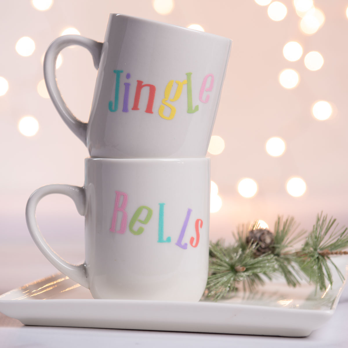 Jingle Bells DIY Painted Mugs