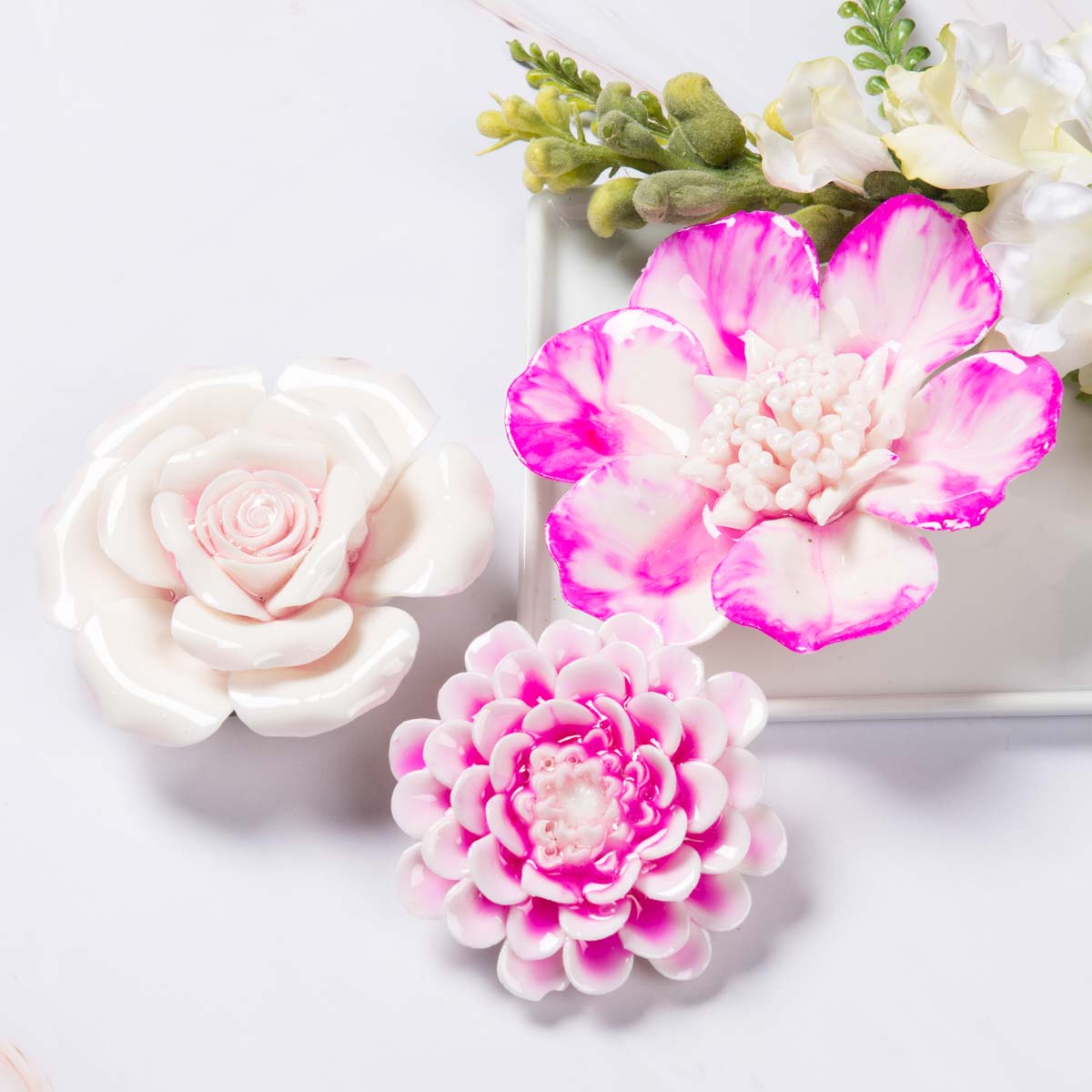Pink Ceramic Flowers