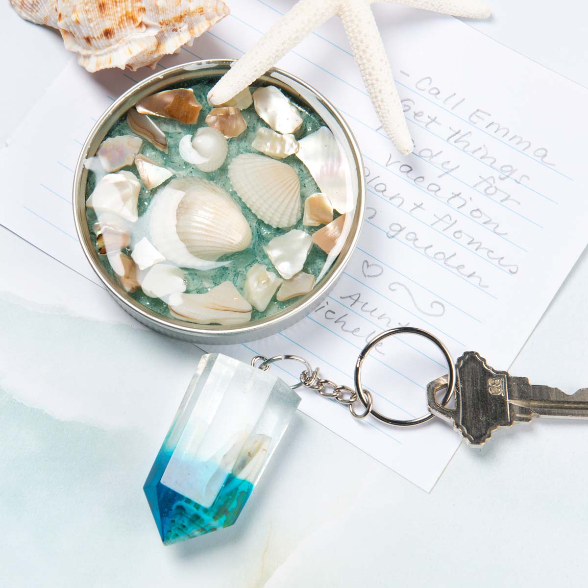 Resin Ocean Paperweight and Keychain