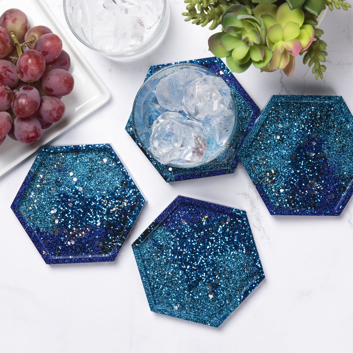 Blue Galaxy Resin Coasters