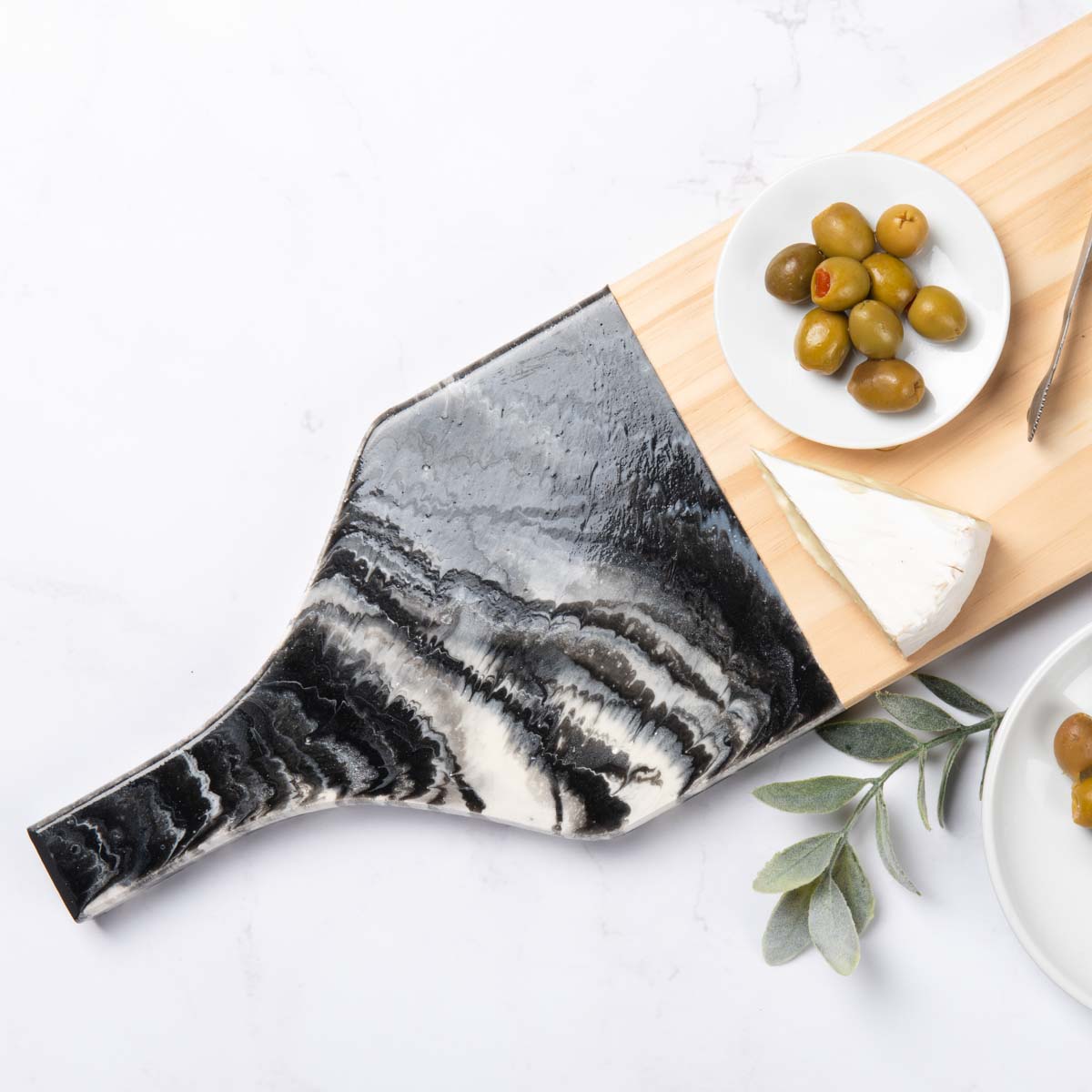 Long Black and White Resin Cutting Board
