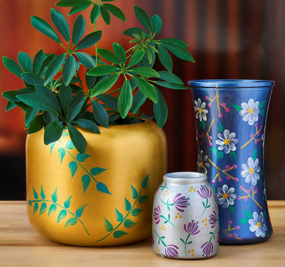 Metallic Floral Vases