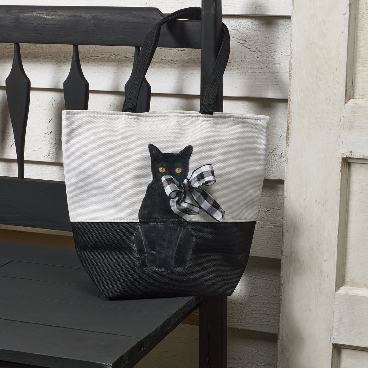 Mod Podge Photo Transfer Black Cat Canvas Tote Bag