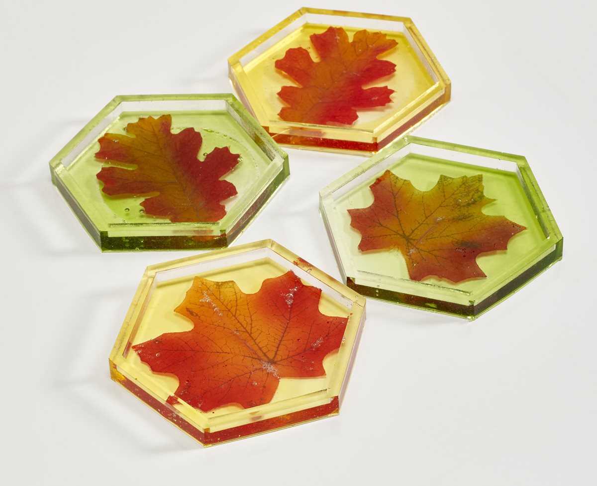 Mod Podge Resin Leaf Coasters