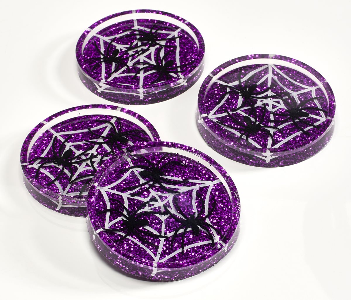 Mod Podge Resin Purple Spider Coasters