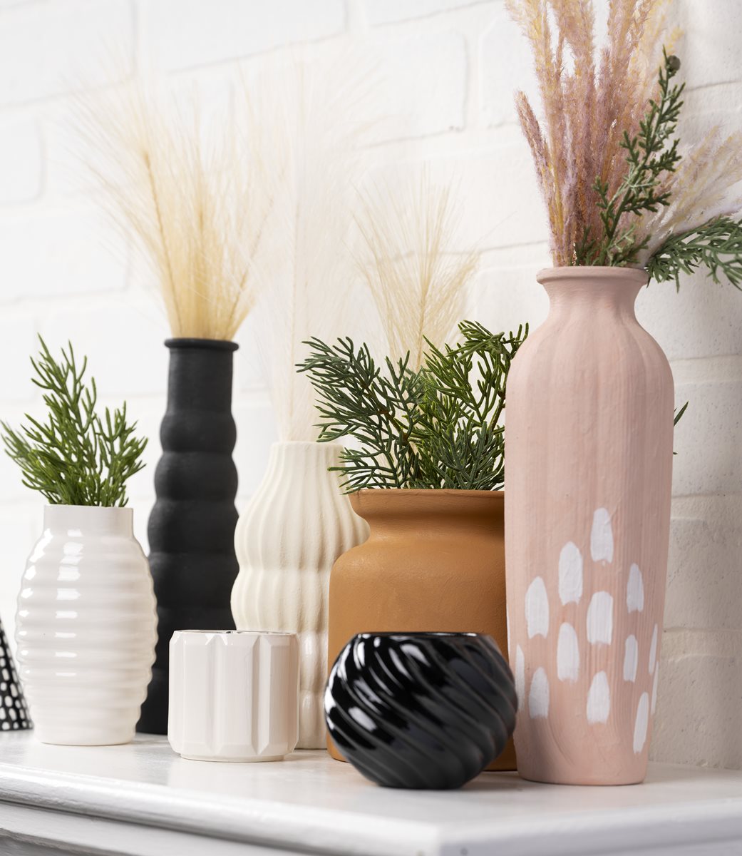 Modern Christmas Vases with FolkArt Terra Cotta