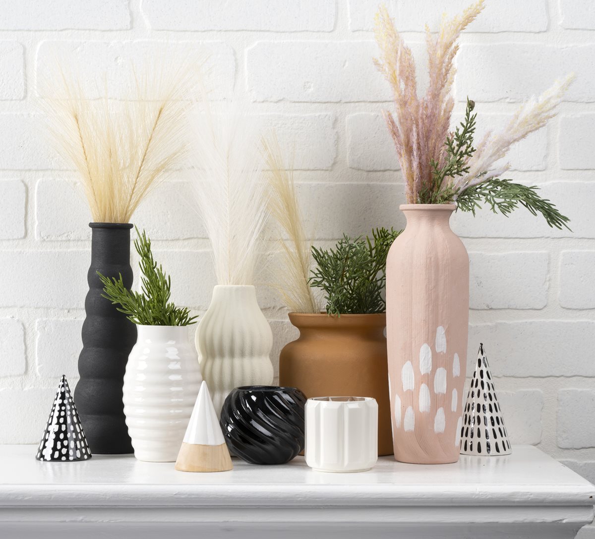 Modern Christmas Vases with FolkArt Terra Cotta