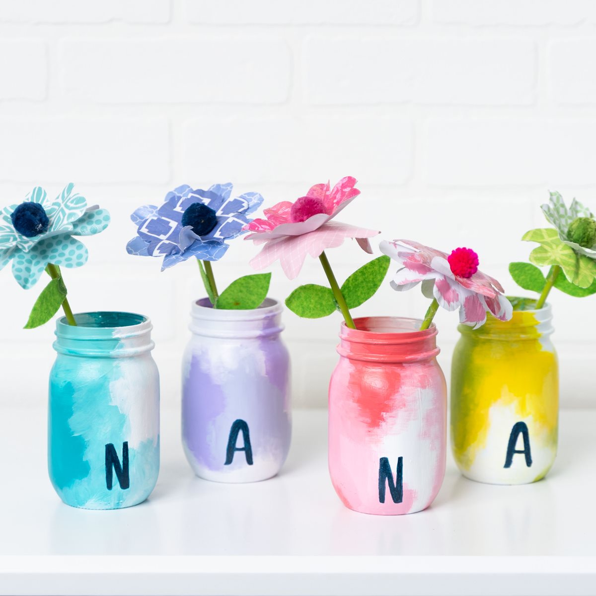 Mother's Day Mason Jars and Paper Flowers for Nana