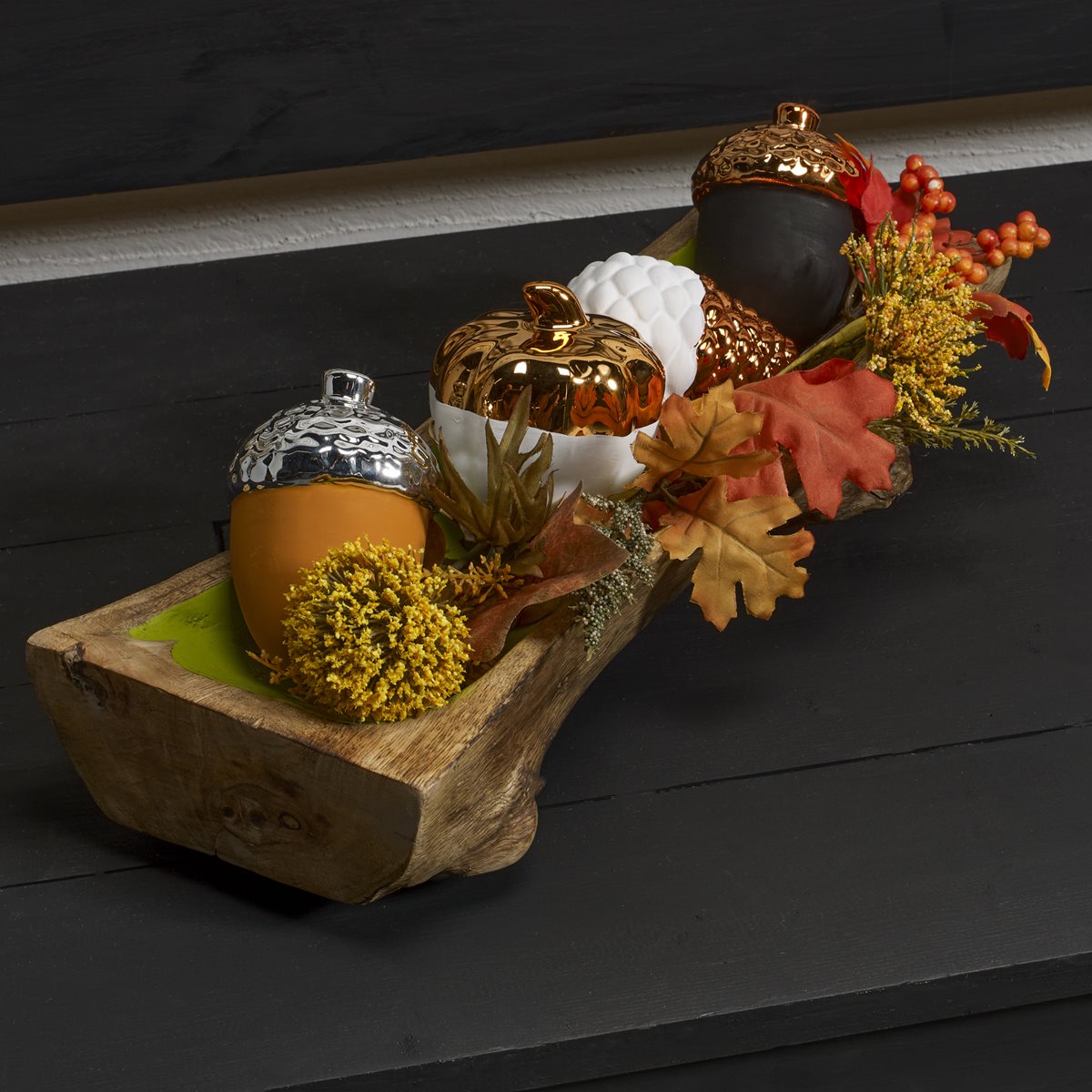Painted Pumpkin, Acorn, & Pinecone Decor