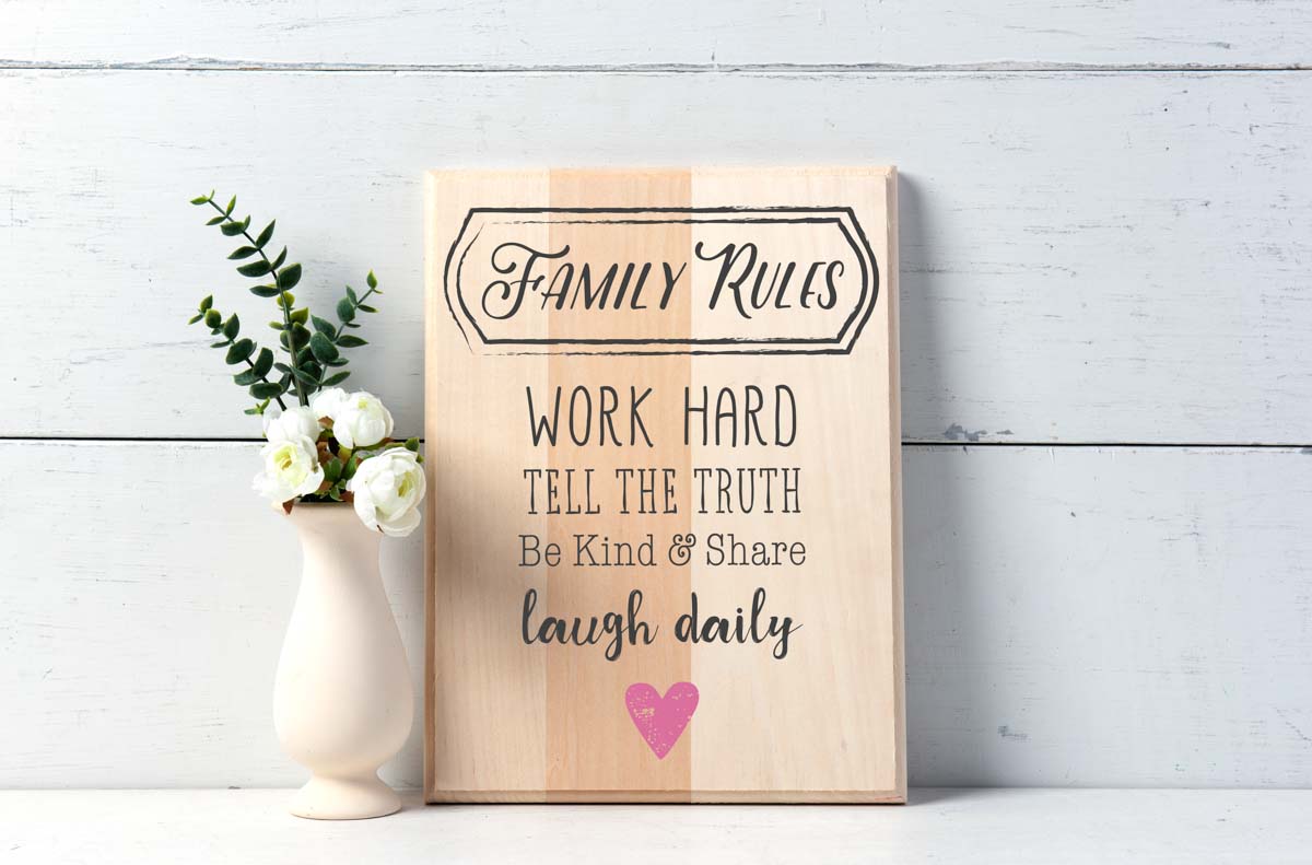 Family Rules Stenciled Sign