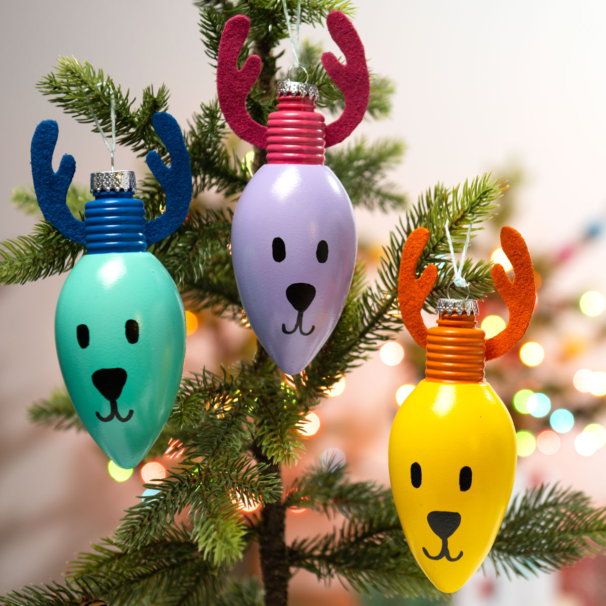 Reindeer Light Bulb Ornaments