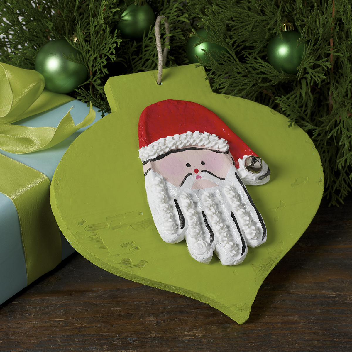 Salt Dough Santa Handprint Ornament 