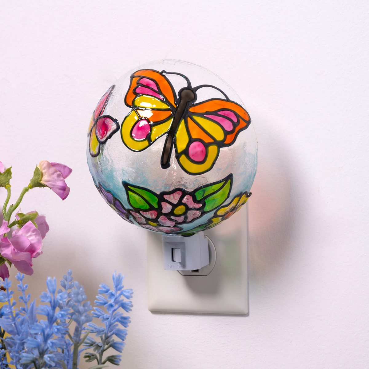 Upcycled Butterfly & Floral Night Light