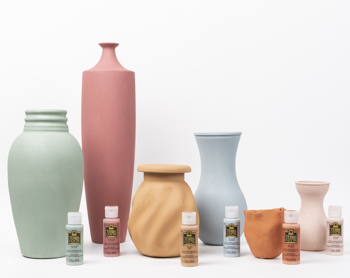 Various Terra Cotta Painted Vases
