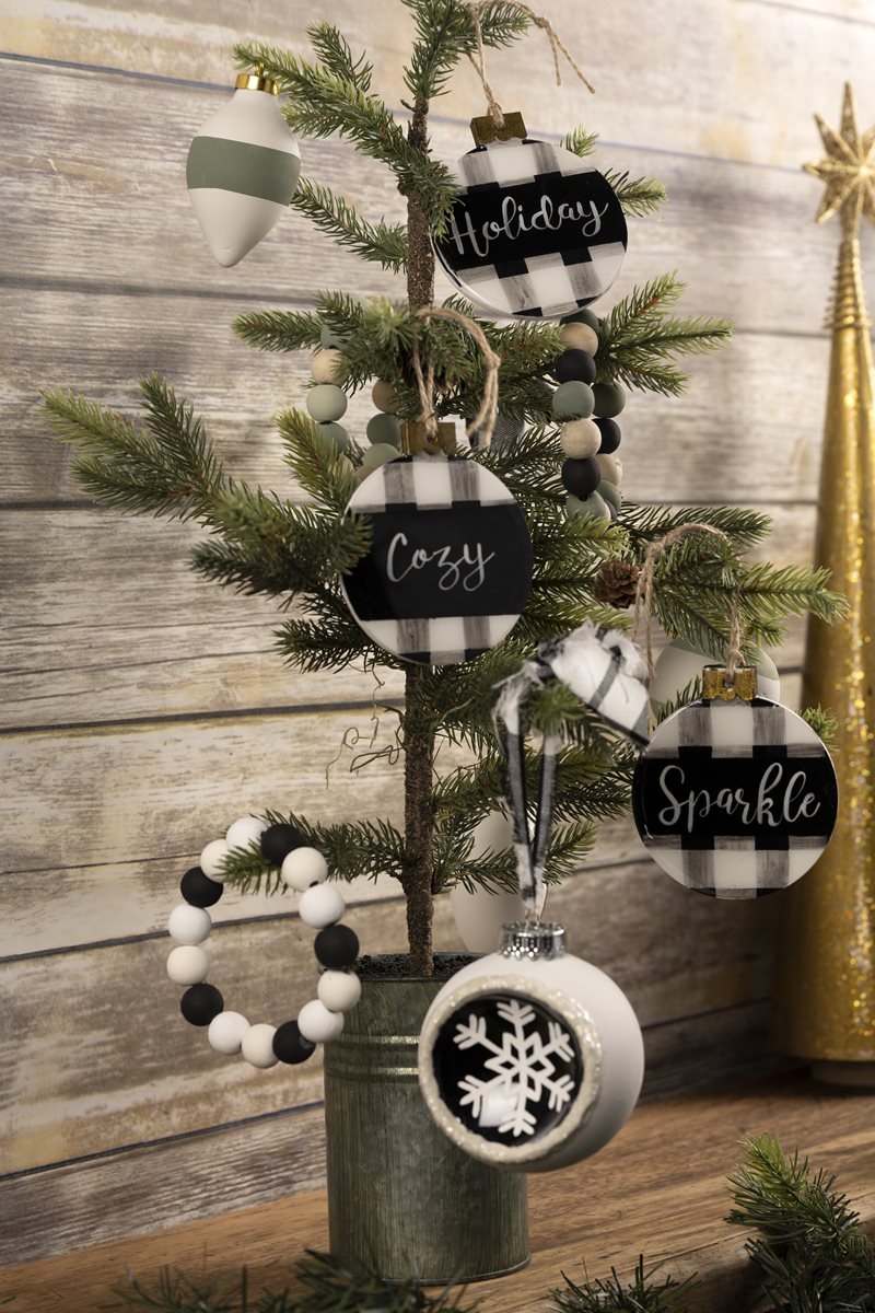 Waverly Ceramic Ornaments & Wood Bead Wreaths