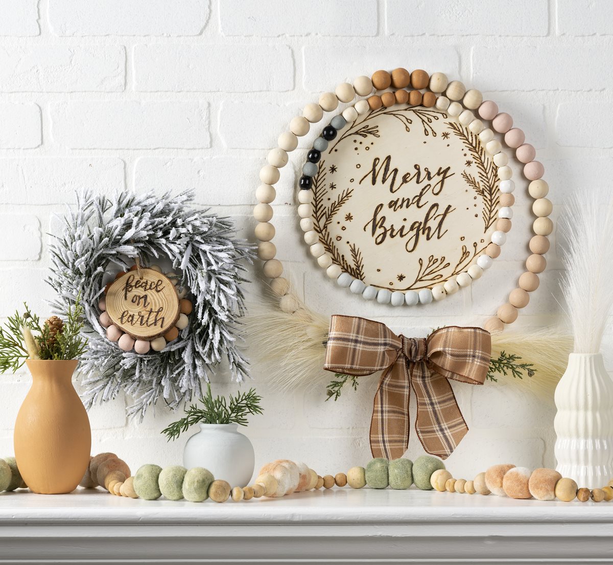 Wood Burned Wreaths and Tinted Garland