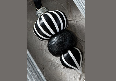 Black and White Wooden Ornament